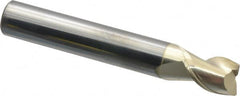 Accupro - 3/8", 1/2" LOC, 3/8" Shank Diam, 2-1/2" OAL, 2 Flute, Solid Carbide Square End Mill - Single End, ZrN Finish, Spiral Flute, Variable° Helix, Centercutting, Right Hand Cut, Right Hand Flute - Americas Industrial Supply