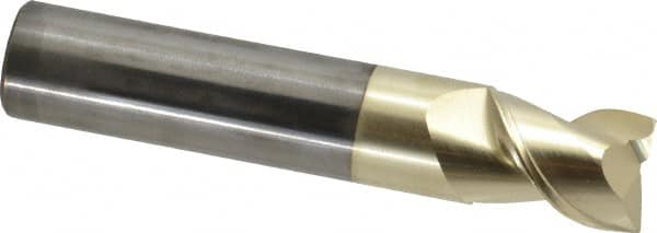 Accupro - 3/4", 1" LOC, 3/4" Shank Diam, 4" OAL, 2 Flute, Solid Carbide Square End Mill - Single End, ZrN Finish, Spiral Flute, Variable° Helix, Centercutting, Right Hand Cut, Right Hand Flute - Americas Industrial Supply