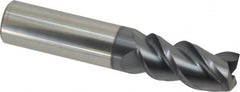 Accupro - 3/4", 1-5/8" LOC, 3/4" Shank Diam, 4" OAL, 3 Flute, Solid Carbide Square End Mill - Single End, AlTiN Finish, Spiral Flute, Variable° Helix, Centercutting, Right Hand Cut, Right Hand Flute - Americas Industrial Supply