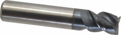 Accupro - 3/8", 1/2" LOC, 3/8" Shank Diam, 2" OAL, 3 Flute, Solid Carbide Square End Mill - Single End, AlTiN Finish, Spiral Flute, Variable° Helix, Centercutting, Right Hand Cut, Right Hand Flute - Americas Industrial Supply