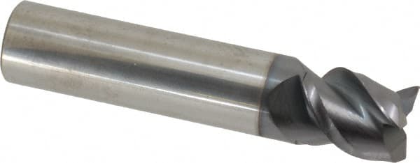 Accupro - 5/8", 3/4" LOC, 5/8" Shank Diam, 3" OAL, 3 Flute, Solid Carbide Square End Mill - Single End, AlTiN Finish, Spiral Flute, Variable° Helix, Centercutting, Right Hand Cut, Right Hand Flute - Americas Industrial Supply