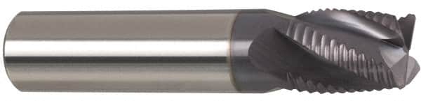Accupro - 1" Diam, Fine Pitch, 1-1/4" LOC, 4 Flute Solid Carbide Roughing Square End Mill - AlTiN Finish, 3" OAL, 1" Shank Diam, Single End, Centercutting, 30° Helix - Americas Industrial Supply