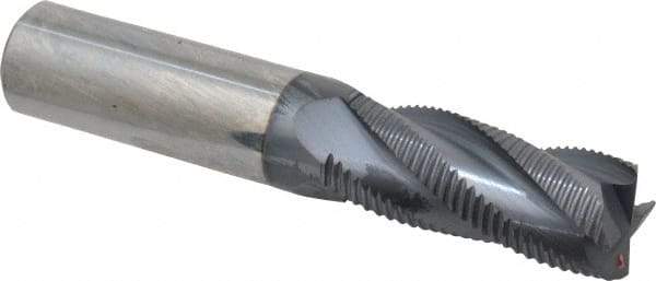Accupro - 5/8" Diam, Fine Pitch, 1-1/2" LOC, 4 Flute Solid Carbide Roughing Square End Mill - AlTiN Finish, 3-1/2" OAL, 5/8" Shank Diam, Single End, 30° Helix - Americas Industrial Supply