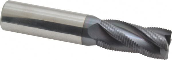 Accupro - 3/4" Diam, Fine Pitch, 1-5/8" LOC, 4 Flute Solid Carbide Roughing Square End Mill - AlTiN Finish, 4" OAL, 3/4" Shank Diam, Single End, 30° Helix - Americas Industrial Supply