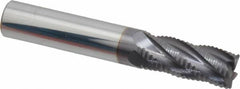 Accupro - 7/16" Diam, Fine Pitch, 1" LOC, 5 Flute Solid Carbide Roughing Square End Mill - AlTiN Finish, 2-3/4" OAL, 7/16" Shank Diam, Single End, 30° Helix - Americas Industrial Supply