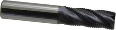 Accupro - 1/2" Diam, Fine Pitch, 1-1/4" LOC, 5 Flute Solid Carbide Roughing Square End Mill - AlTiN Finish, 3" OAL, 1/2" Shank Diam, Single End, 30° Helix - Americas Industrial Supply