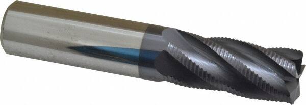 Accupro - 3/4" Diam, Fine Pitch, 1-5/8" LOC, 5 Flute Solid Carbide Roughing Square End Mill - AlTiN Finish, 4" OAL, 3/4" Shank Diam, Single End, 30° Helix - Americas Industrial Supply