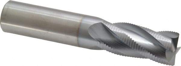 Accupro - 3/4" Diam, Fine Pitch, 1-5/8" LOC, 4 Flute Solid Carbide Roughing Square End Mill - TiCN Finish, 4" OAL, 3/4" Shank Diam, Single End, 30° Helix - Americas Industrial Supply