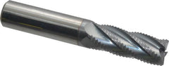 Accupro - 1/2" Diam, Fine Pitch, 1-1/4" LOC, 5 Flute Solid Carbide Roughing Square End Mill - TiCN Finish, 3" OAL, 1/2" Shank Diam, Single End, 30° Helix - Americas Industrial Supply