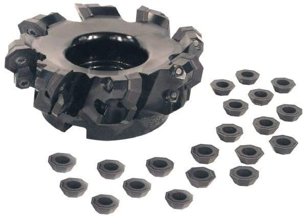 Kennametal - 3" Cut Diam, 1" Arbor Hole, 5mm Max Depth of Cut, 43° Indexable Chamfer & Angle Face Mill - 4 Inserts, OF.T 07L6... Insert, Right Hand Cut, 4 Flutes, Through Coolant, Series KSOM - Americas Industrial Supply