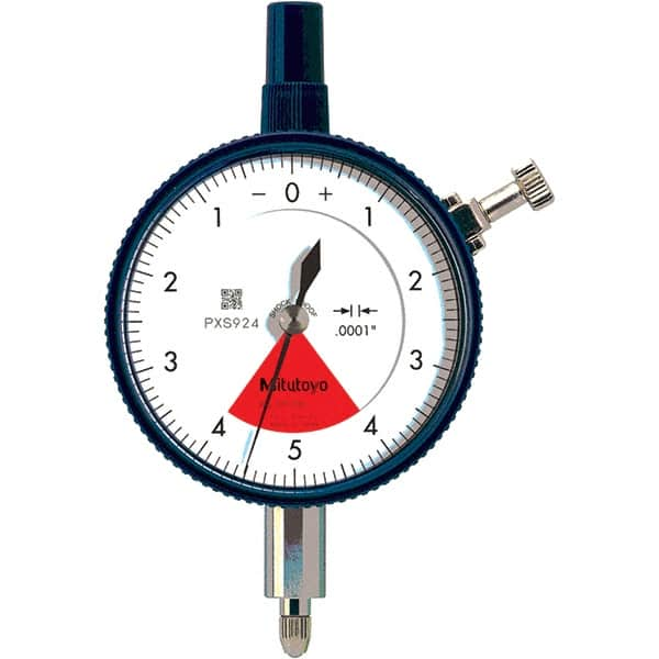 Mitutoyo - 0.008" Range, 4-0-4 Dial Reading, 0.0001" Graduation Dial Drop Indicator - 2.24" Dial, 0.01" Range per Revolution, 0.0001" Accuracy - Americas Industrial Supply