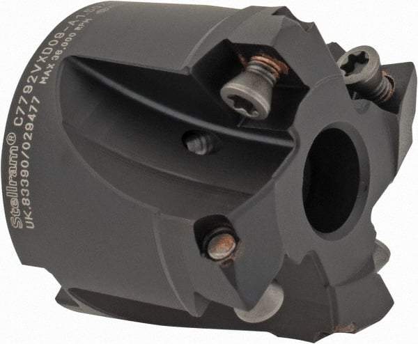 Kennametal - 1-1/2" Cut Diam, 0.059" Max Depth, 1/2" Arbor Hole, 4 Inserts, XD 09 Insert Style, Indexable Copy Face Mill - C7792VXD09-A1.50Z04R Cutter Style, 1.26" High, Through Coolant, Series 7792 - Americas Industrial Supply