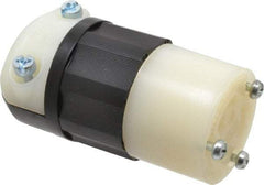 Leviton - 125 VAC, 15 Amp, L5-15R Configuration, Industrial Grade, Self Grounding Connector - 1 Phase, 2 Poles, 0.24 to 0.7 Inch Cord Diameter - Americas Industrial Supply