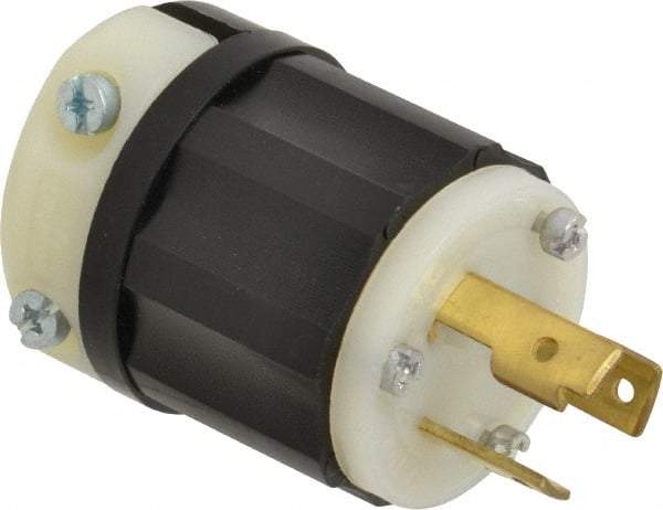 Leviton - 125 VAC, 30 Amp, L5-30P Configuration, Industrial Grade, Self Grounding Plug - 1 Phase, 2 Poles, 0.385 to 0.86 Inch Cord Diameter - Americas Industrial Supply