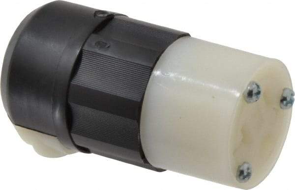 Leviton - 125 VAC, 20 Amp, 5-20R NEMA, Straight, Self Grounding, Industrial Grade Connector - 2 Pole, 3 Wire, 1 Phase, Nylon, Black, White - Americas Industrial Supply