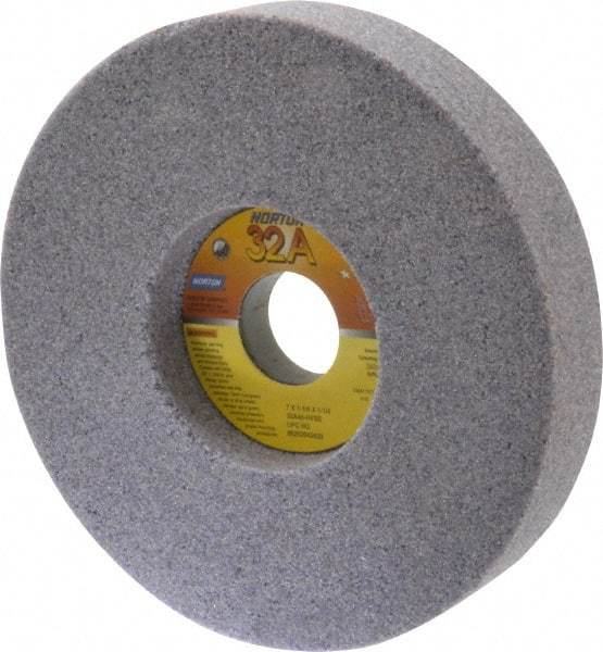 Norton - 7" Diam x 1-1/4" Hole x 1-1/4" Thick, H Hardness, 46 Grit Surface Grinding Wheel - Aluminum Oxide, Type 5, Coarse Grade, 3,600 Max RPM, Vitrified Bond, One-Side Recess - Americas Industrial Supply