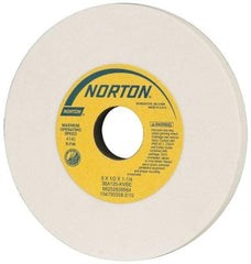 Norton - 6" Diam x 1-1/4" Hole x 1/2" Thick, K Hardness, 120 Grit Surface Grinding Wheel - Aluminum Oxide, Type 1, Fine Grade, 4,140 Max RPM, Vitrified Bond, No Recess - Americas Industrial Supply