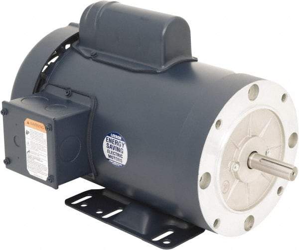 Leeson - 2 Max hp, 3,600 Max RPM, Electric AC DC Motor - 115/230 V Input, Single Phase, 56HC Frame, C-Face with Base Mount, TEFC Enclosure - Americas Industrial Supply