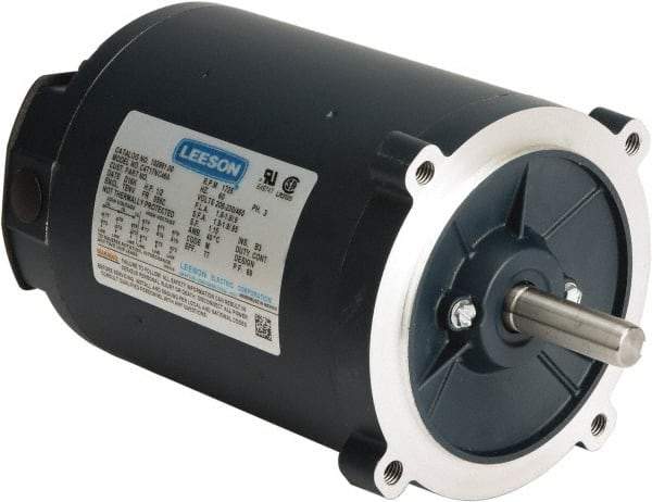 Leeson - 1/4 Max hp, 1,800 Max RPM, Electric AC DC Motor - 230/460 V Input, Three Phase, S56C Frame, C-Face Mount, TENV Enclosure - Americas Industrial Supply