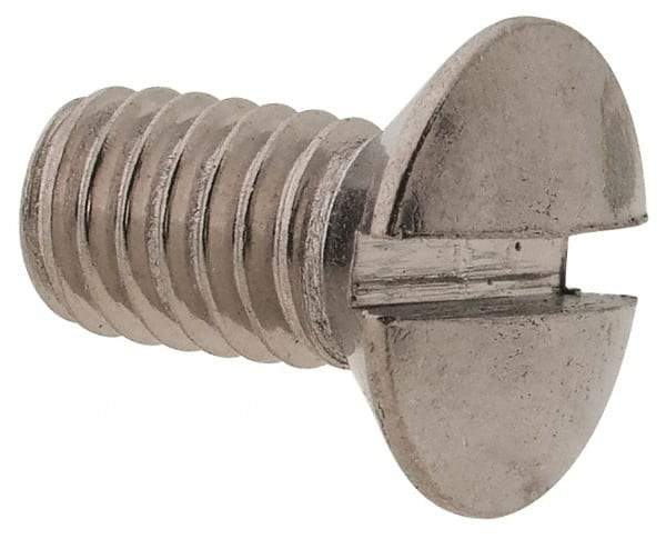 Value Collection - M4x0.70 Metric Coarse, 8mm OAL Slotted Drive Machine Screw - Oval Head, Grade 18-8 & A2 Stainless Steel, Uncoated, Without Washer - Americas Industrial Supply