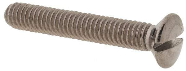 Value Collection - M4x0.70 Metric Coarse, 25mm OAL Slotted Drive Machine Screw - Oval Head, Grade 18-8 & A2 Stainless Steel, Uncoated, Without Washer - Americas Industrial Supply