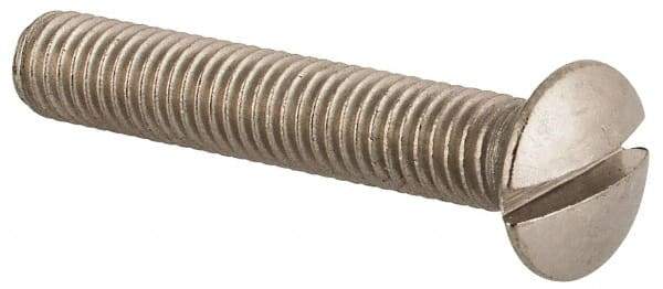 Value Collection - M5x0.80 Metric Coarse, 30mm OAL Slotted Drive Machine Screw - Oval Head, Grade 18-8 & A2 Stainless Steel, Uncoated, Without Washer - Americas Industrial Supply
