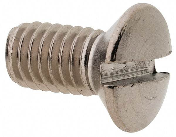 Value Collection - M6x1.00 Metric Coarse, 12mm OAL Slotted Drive Machine Screw - Oval Head, Grade 18-8 & A2 Stainless Steel, Uncoated, Without Washer - Americas Industrial Supply