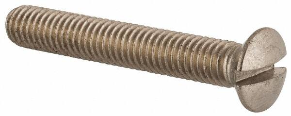 Value Collection - M6x1.00 Metric Coarse, 40mm OAL Slotted Drive Machine Screw - Oval Head, Grade 18-8 & A2 Stainless Steel, Uncoated, Without Washer - Americas Industrial Supply