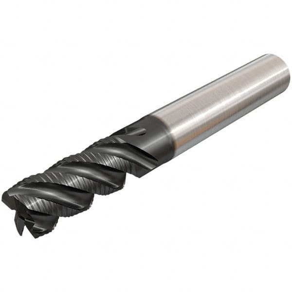 Iscar - 12mm Diam, Coarse Pitch, 24mm LOC, 4 Flute Solid Carbide 45° Corner Chamfer Roughing End Mill - TiAlN Finish, 83mm OAL, 12mm Shank Diam, Single End, Centercutting, 45° Helix - Americas Industrial Supply