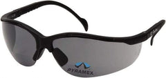 PYRAMEX - +3, Gray Lenses, Scratch Resistant, Framed Magnifying Safety Glasses - UV Protection, Adjustable Temples, Black Nylon Frame, ANSI Z87.1, CSA Z94.3-07 - Americas Industrial Supply