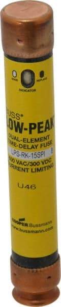 Cooper Bussmann - 300 VDC, 600 VAC, 15 Amp, Time Delay General Purpose Fuse - Fuse Holder Mount, 127mm OAL, 100 at DC, 300 at AC (RMS) kA Rating, 13/16" Diam - Americas Industrial Supply