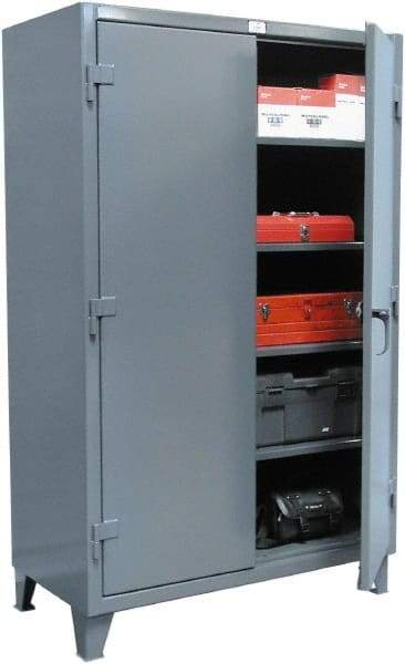 Strong Hold - 4 Shelf 6 Bin Locking Storage Cabinet - Steel, 60" Wide x 24" Deep x 72" High, Dark Gray - Americas Industrial Supply