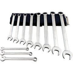 Wrench Set: 11 Pc, Inch Chrome Finish, 15° Head