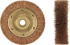 Ampco - 6" OD, 1-1/4" Arbor Hole, Crimped Phosphorus Bronze Alloy Wheel Brush - 1" Face Width, 1-1/8" Trim Length, 0.014" Filament Diam, 6,000 RPM - Americas Industrial Supply