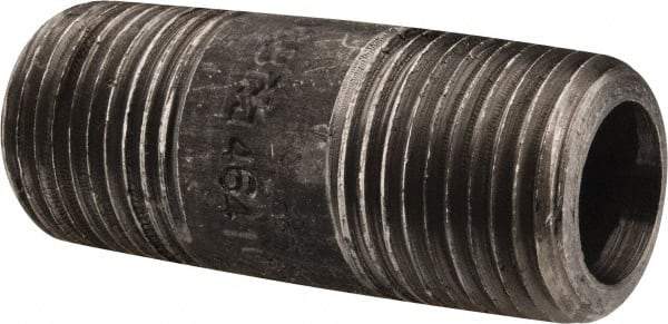 Value Collection - Schedule 80, 1/2" Diam x 2" Long Black Pipe Nipple - Threaded - Americas Industrial Supply