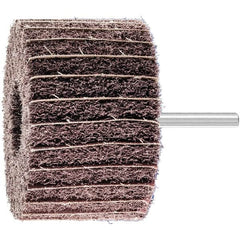 PFERD - 3" Diam x 2" Face Width, Aluminum Oxide Nonwoven Mounted Flap Wheel - 1/4" Shank Mount, 100 Grit, 7,500 Max RPM - Americas Industrial Supply