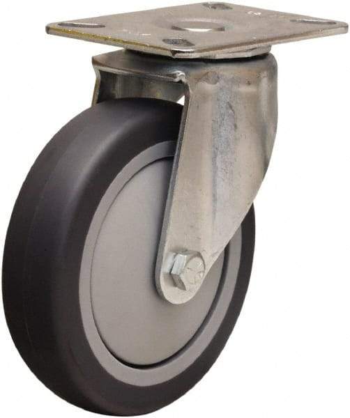 Hamilton - 5" Diam x 1-3/8" Wide x 6-1/16" OAH Top Plate Mount Swivel Caster - Rubber Mold on Polyolefin, 275 Lb Capacity, Precision Ball Bearing, 3-1/8 x 4-1/8" Plate - Americas Industrial Supply