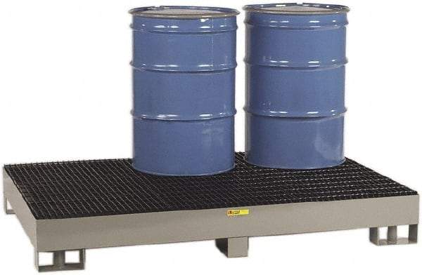Little Giant - 99 Gal Sump, 6,000 Lb Capacity, 6 Drum, Steel Spill Deck or Pallet - 51" Long x 76" Wide x 10-1/2" High, Gray and Black, Liftable Fork, Vertical, 2 x 3 Drum Configuration - Americas Industrial Supply