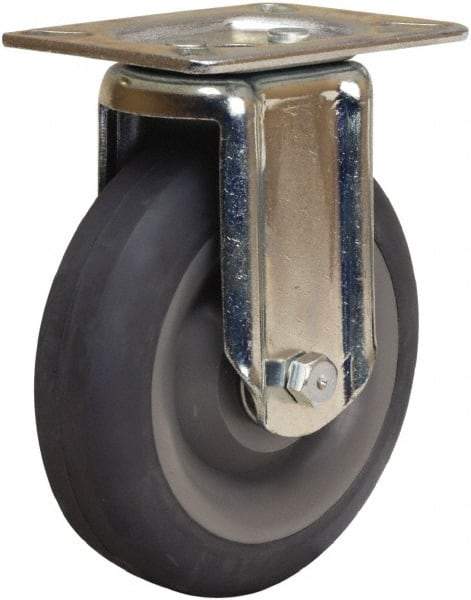 Hamilton - 5" Diam x 1-3/8" Wide x 6-1/16" OAH Top Plate Mount Rigid Caster - Rubber Mold on Polyolefin, 275 Lb Capacity, Precision Ball Bearing, 3-1/8 x 4-1/8" Plate - Americas Industrial Supply