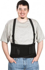 PRO-SAFE - Size S, Hook & Loop, Elastic Nylon Belt with Adjustable Shoulder Straps - 26 to 36" Waist, 9" Wide, Black - Americas Industrial Supply