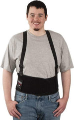 PRO-SAFE - Size XL, Hook & Loop, Spandex Belt with Shoulder Straps - 44 to 48" Waist, 8" Wide, Lumbar Support, Detachable Strap, Black - Americas Industrial Supply