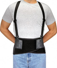 PRO-SAFE - Size XS, Hook & Loop, Spandex Belt with Adjustable Shoulder Straps - 28 to 32" Waist, 9" Wide, Detachable Strap, Black - Americas Industrial Supply