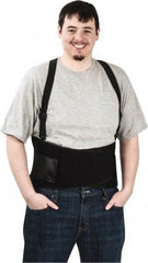 PRO-SAFE - Size S, Hook & Loop, Spandex Belt with Adjustable Shoulder Straps - 32 to 36" Waist, 9" Wide, Detachable Strap, Black - Americas Industrial Supply