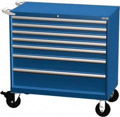 LISTA - 7 Drawer 440 Lb Capacity Steel Tool Roller Cabinet - 40-1/4" Wide x 41-1/2" High x 22-1/2" Deep, Roller Bearing Drawer Slides, Blue - Americas Industrial Supply