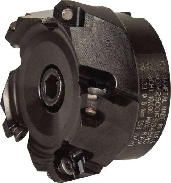 Kennametal - 2-1/2" Cut Diam, 3/4" Arbor Hole, 3.5mm Max Depth of Cut, 43° Indexable Chamfer & Angle Face Mill - 5 Inserts, OF.T 06L5... Insert, Right Hand Cut, 5 Flutes, Series KSOM Mini - Americas Industrial Supply