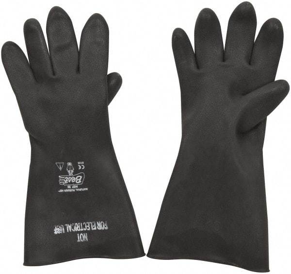 SHOWA - Size XL (10), 15" Long, 40 mil Thick, Latex Chemical Resistant Gloves - Textured Finish, Rolled Cuff, ANSI Abrasion Level 2, ANSI Cut Level 1, ANSI Puncture Level 0, Black, FDA Approved - Americas Industrial Supply