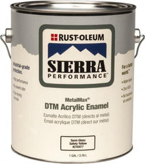 Rust-Oleum - 1 Gal Safety Yellow Semi Gloss Finish Acrylic Enamel Paint - Interior/Exterior, Direct to Metal, <0 gL VOC Compliance - Americas Industrial Supply