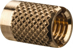 E-Z LOK - M5x0.80 Metric Coarse Brass Flush Press Fit Threaded Insert for Plastic - 3/8" OAL, 0.262" Insert Diam, 1/4" Hole Diam, 1/4" Drill - Americas Industrial Supply