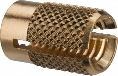 E-Z LOK - M6x1.00 Metric Coarse Brass Flush Press Fit Threaded Insert for Plastic - 1/2" OAL, 0.326" Insert Diam, 5/16" Hole Diam, 5/16" Drill - Americas Industrial Supply