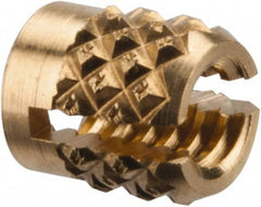 E-Z LOK - #4-40 UNC Brass Flush Press Fit Threaded Insert for Plastic - 3/16" OAL, 0.166" Insert Diam, 5/32" Hole Diam, 5/32" Drill - Americas Industrial Supply